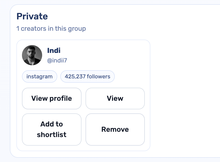 Creator CRM grouped creators view